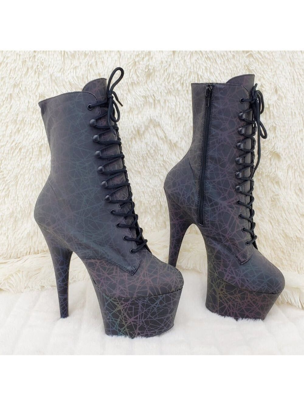 Reflective Geometric Platform High Heel Ankle Boots - Picture 12 of 17